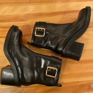 Vince Camuto Black Leather Ankle Boots with Buckle